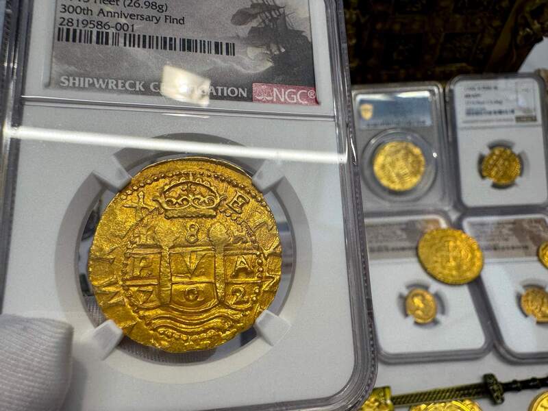 Peru 8 Escudos 1702 "from 1715 Fleet Shipwreck" NGC 64!! 3