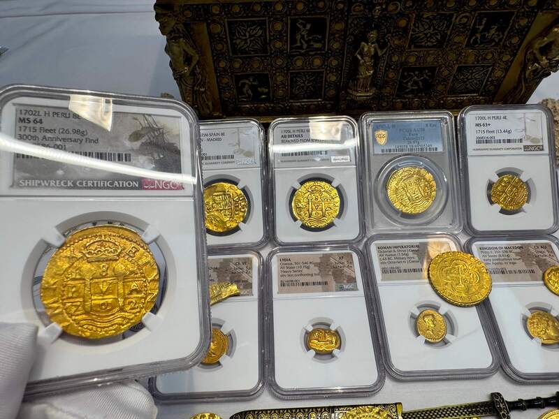 Peru 8 Escudos 1702 "from 1715 Fleet Shipwreck" NGC 64!! 91