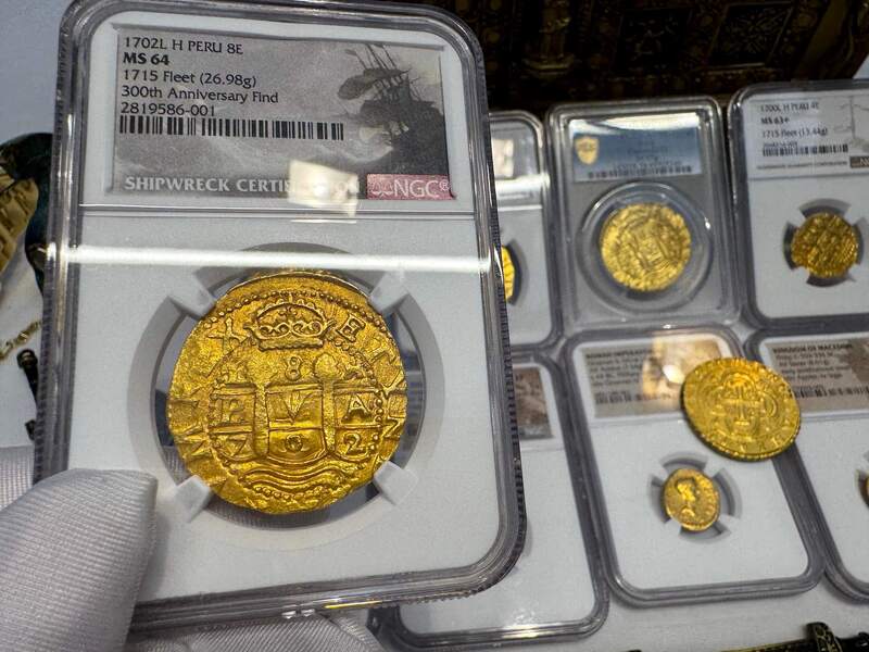 Peru 8 Escudos 1702 "from 1715 Fleet Shipwreck" NGC 64!! 32