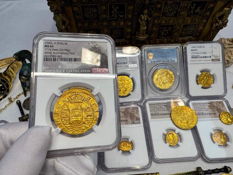 Peru 8 Escudos 1702 "from 1715 Fleet Shipwreck" NGC 64!! 72