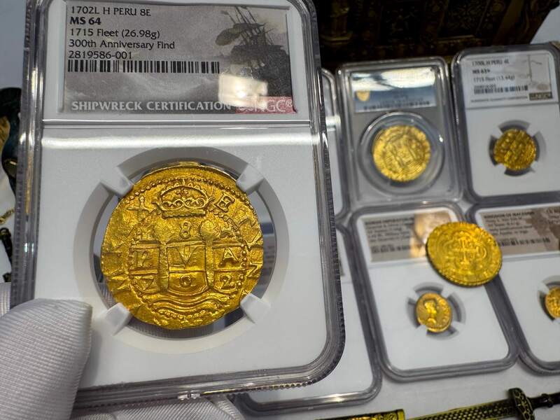 Peru 8 Escudos 1702 "from 1715 Fleet Shipwreck" NGC 64!! 21