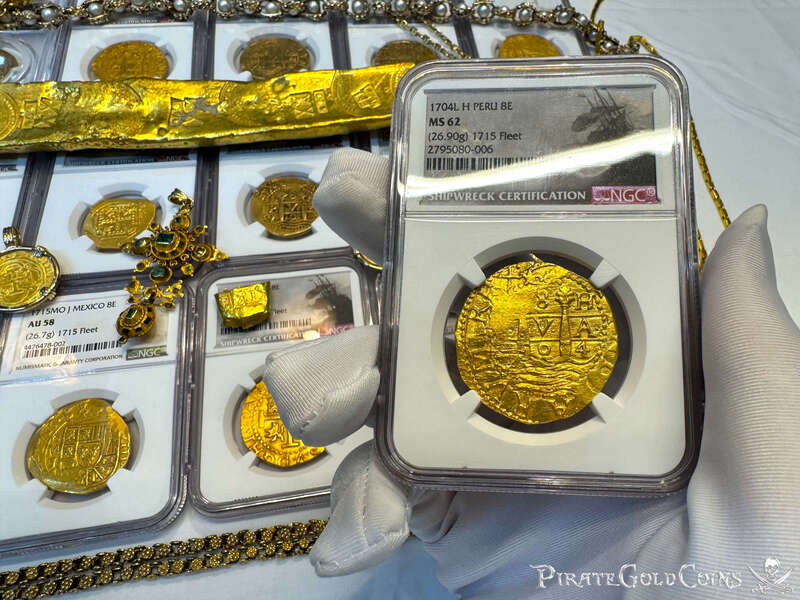 Peru 8 Escudos 1704 "2nd Finest Known! 1715 Fleet Shipwreck" NGC 62 3