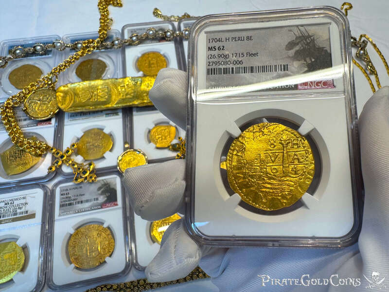 Peru 8 Escudos 1704 "2nd Finest Known! 1715 Fleet Shipwreck" NGC 62 22