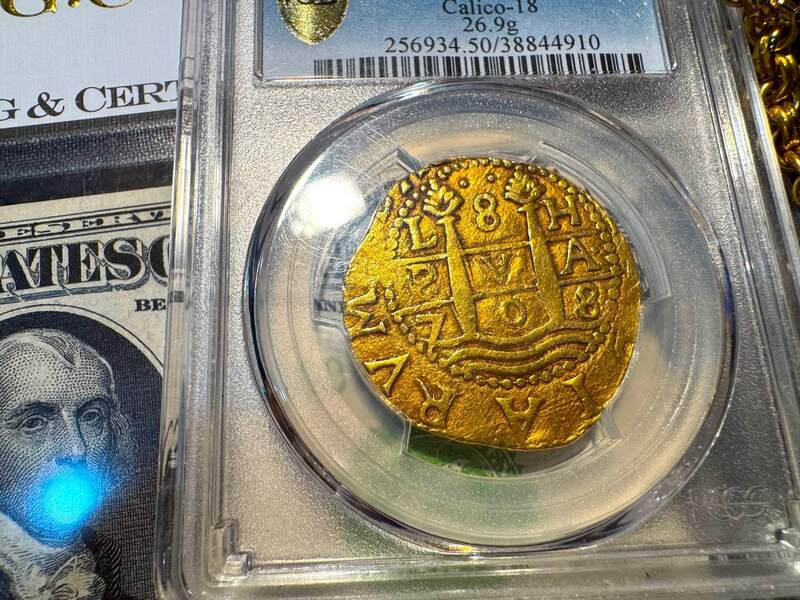 Peru 8 Escudos 1708 "1715 Full Castles" PCGS 50 3