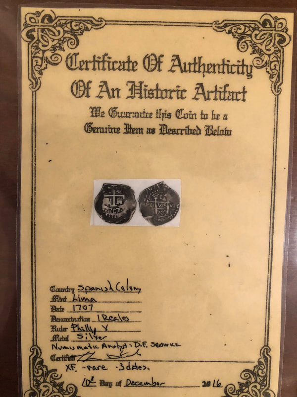 Peru 1 Real 1707 "TRIPLE DATED!" Pendant with Sapphire 9