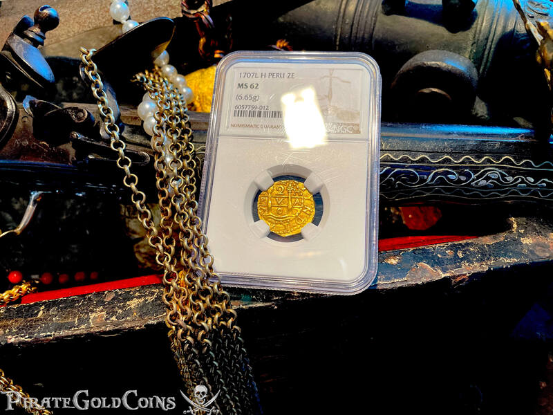 Peru 2 Escudos 1707 "1715 Plate Fleet Shipwreck" NGC 62 17