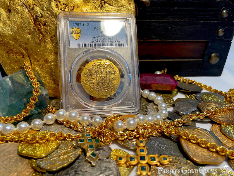 Peru 8 Escudos 1707 "Finest Known" PCGS 62 "1715 Fleet Shipwreck" 2