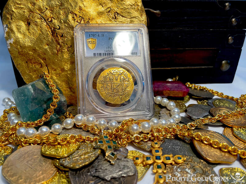 Peru 8 Escudos 1707 "Finest Known" PCGS 62 "1715 Fleet Shipwreck" 6