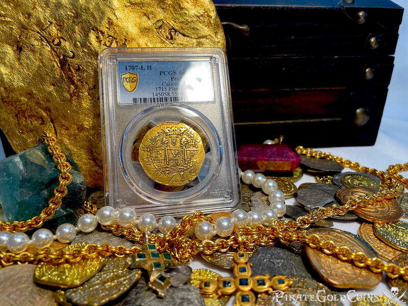 Peru 8 Escudos 1707 "Finest Known" PCGS 62 "1715 Fleet Shipwreck" 8