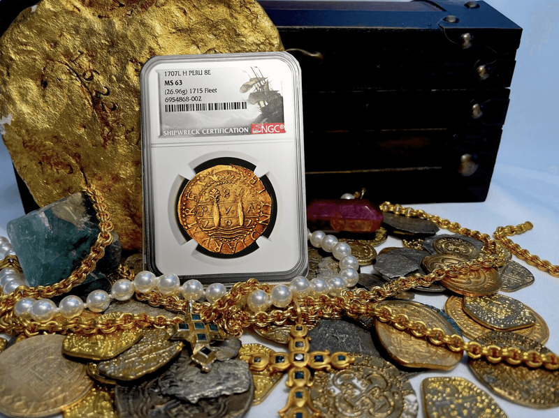 Peru 8 Escudos 1707 "Finest Kn. 1715 Fleet Shipwreck" NGC 63