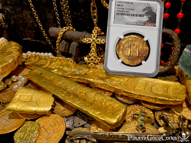 Peru 8 Escudos 1707 "Finest Kn. 1715 Fleet Shipwreck" NGC 63 6