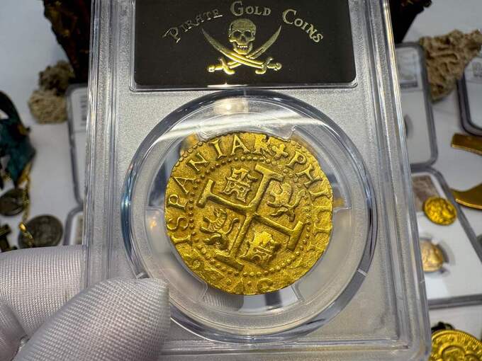 Peru 8 Escudos 1707 "1715 Fleet Shipwreck" PCGS 58