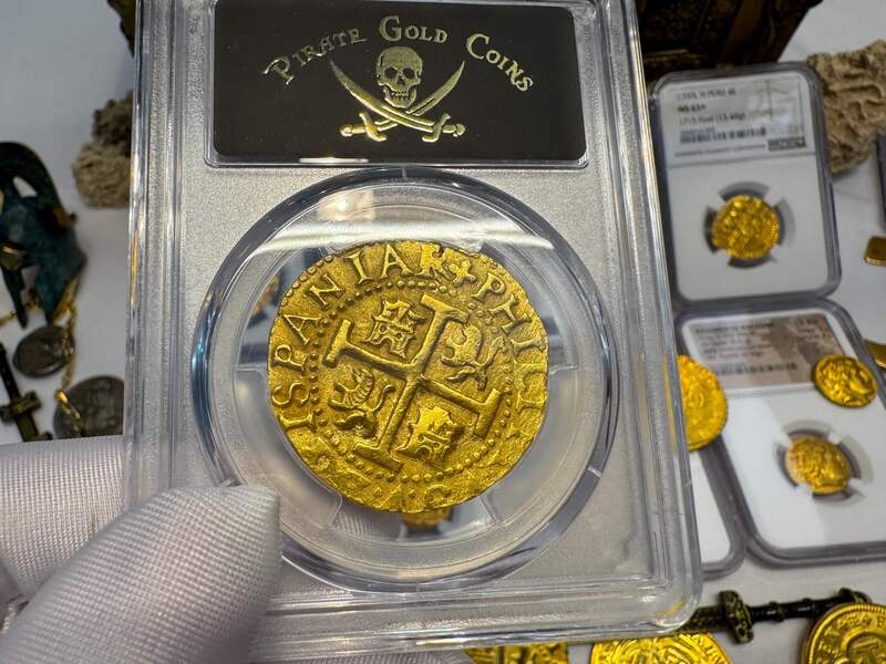 Peru 8 Escudos 1707 "1715 Fleet Shipwreck" PCGS 58 20