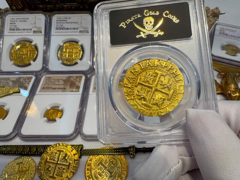 Peru 8 Escudos 1707 "1715 Fleet Shipwreck" PCGS 58 28