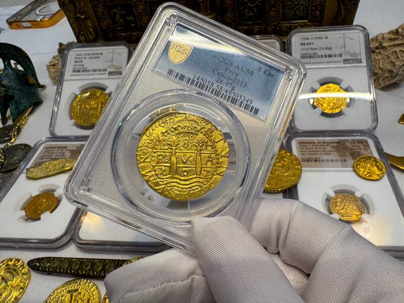 Peru 8 Escudos 1707 "1715 Fleet Shipwreck" PCGS 58 23