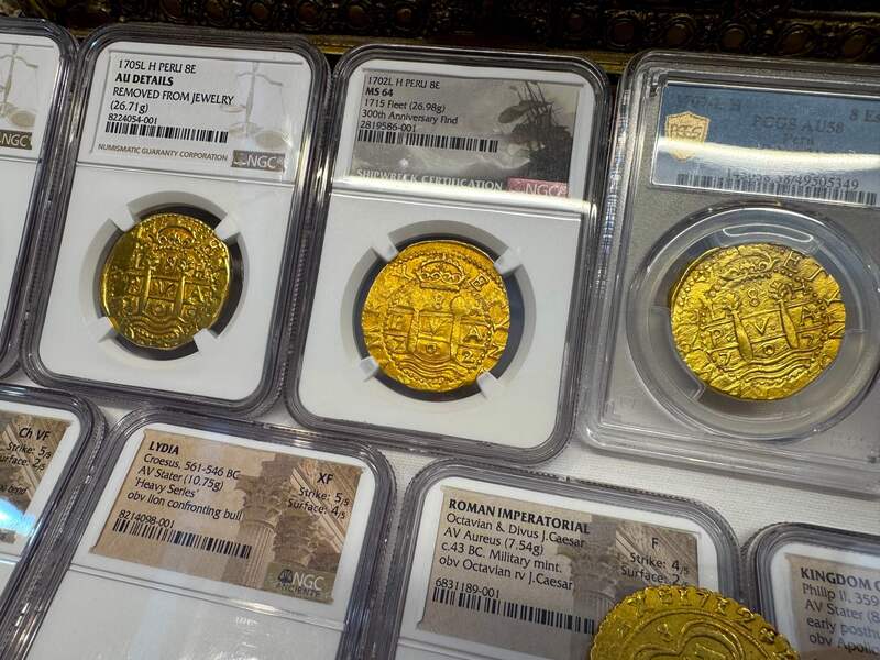 Peru 8 Escudos 1707 "1715 Fleet Shipwreck" PCGS 58 35