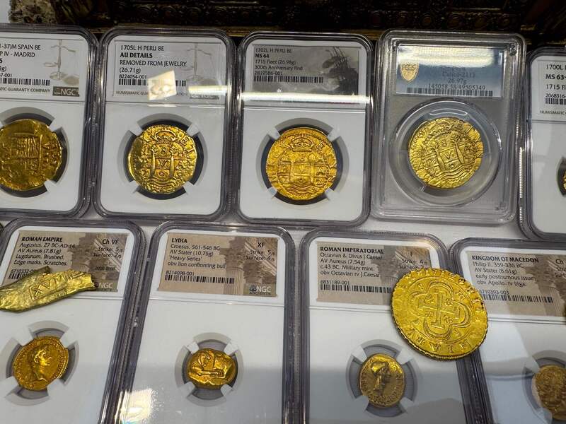 Peru 8 Escudos 1707 "1715 Fleet Shipwreck" PCGS 58 40