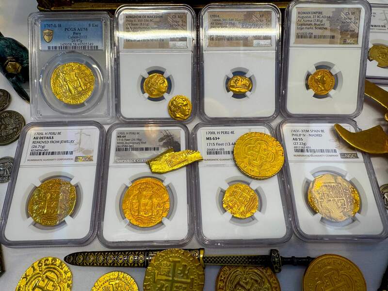 Peru 8 Escudos 1707 "1715 Fleet Shipwreck" PCGS 58 44