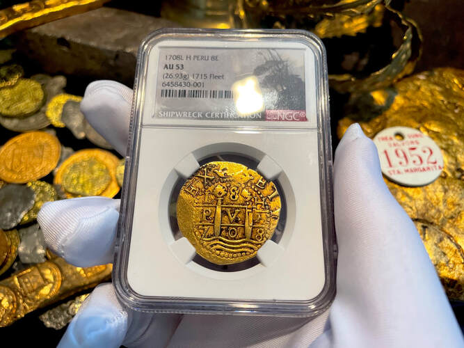 Peru 8 Escudos 1708 "1715 Fleet Shipwreck" NGC 53 3