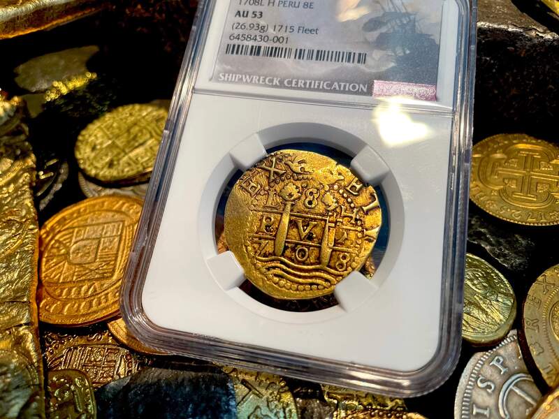 Peru 8 Escudos 1708 "1715 Fleet Shipwreck" NGC 53 6