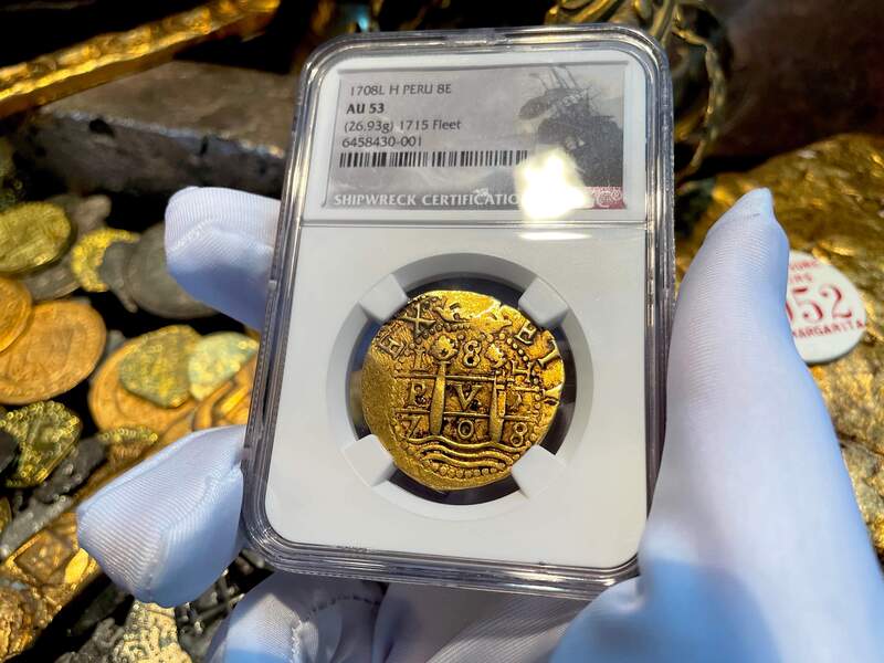 Peru 8 Escudos 1708 "1715 Fleet Shipwreck" NGC 53 16