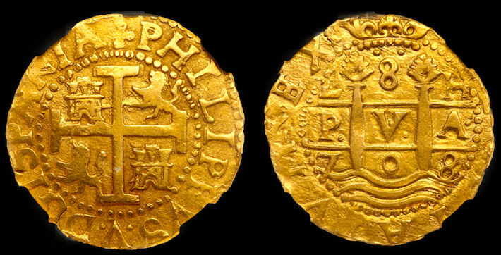 Peru 8 Escudos 1708 "1715 Fleet" NGC 55 12