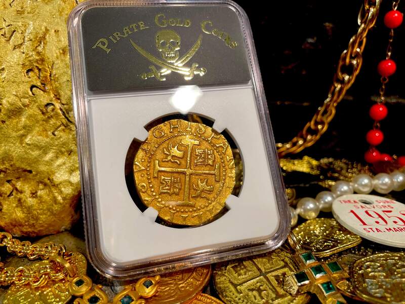 Peru  8 Escudos  1708  "1715 Plate Fleet Shipwreck"  NGC 63  Finest Known! 33