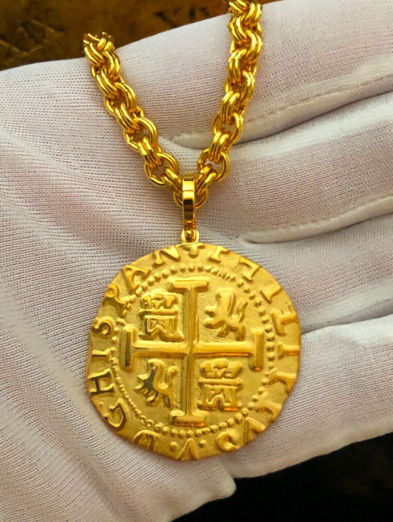Peru 8 Escudos 1708 "Reproduction" Solid Gold Jewelry Treasures 4
