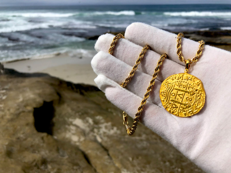 Peru 8 Escudos 1708 "Reproduction" Solid Gold Jewelry Treasures 8