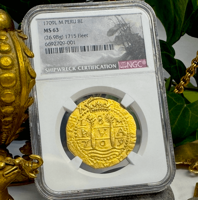 Peru 8 Escudos 1709 "1715 Fleet Shipwreck" NGC 63 2