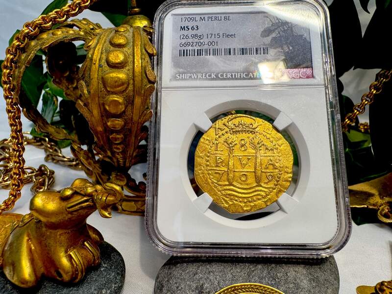 Peru 8 Escudos 1709 "1715 Fleet Shipwreck" NGC 63 15