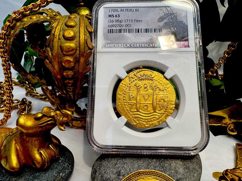 Peru 8 Escudos 1709 "1715 Fleet Shipwreck" NGC 63 16