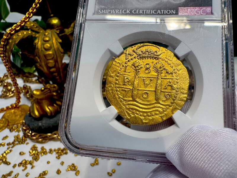 Peru 8 Escudos 1709 "1715 Fleet Shipwreck" NGC 63 26