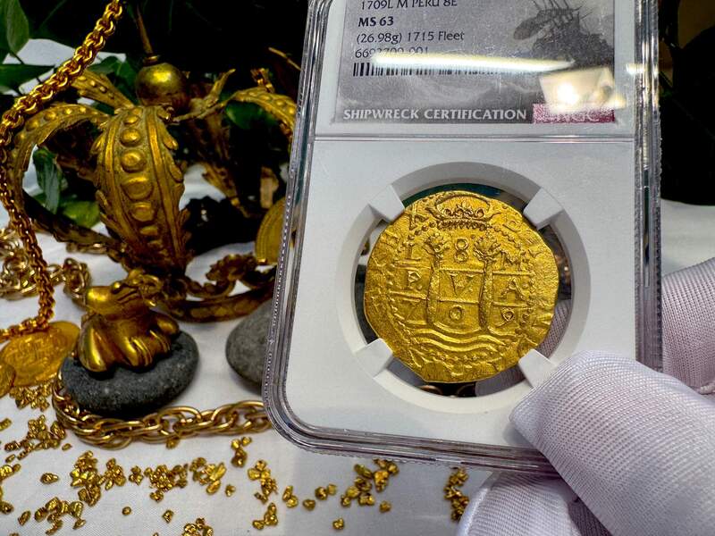 Peru 8 Escudos 1709 "1715 Fleet Shipwreck" NGC 63 27