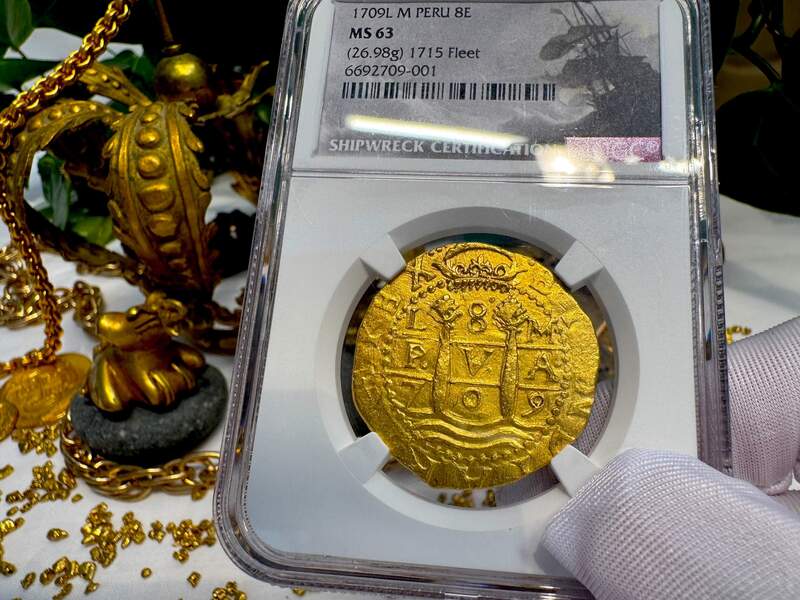 Peru 8 Escudos 1709 "1715 Fleet Shipwreck" NGC 63 28