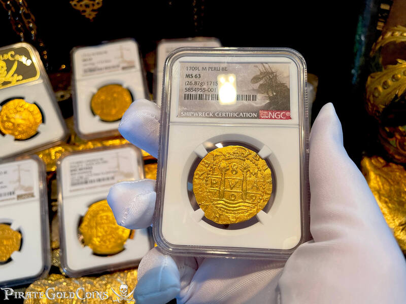 Peru 8 Escudos 1709 "Finest Known- 1715 Fleet Shipwreck" NGC 63 2