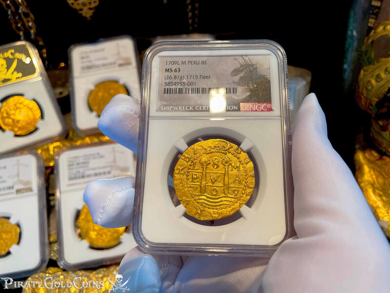 Peru 8 Escudos 1709 "Finest Known- 1715 Fleet Shipwreck" NGC 63 3