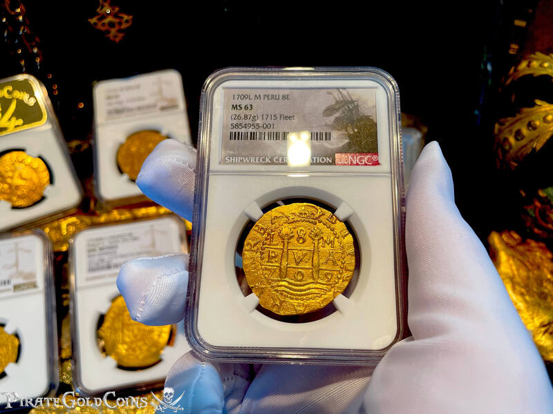 Peru 8 Escudos 1709 "Finest Known- 1715 Fleet Shipwreck" NGC 63 4