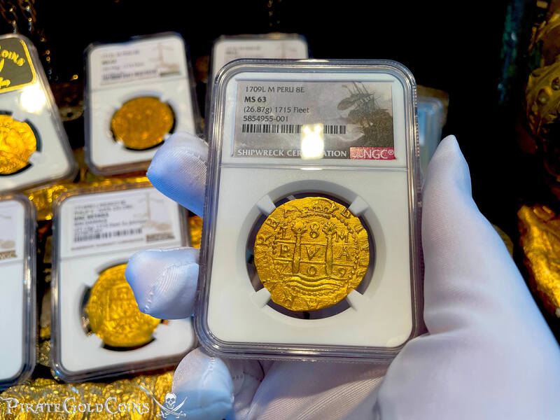 Peru 8 Escudos 1709 "Finest Known- 1715 Fleet Shipwreck" NGC 63 5
