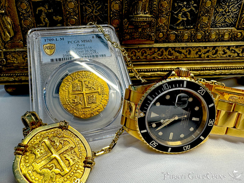 Peru 8 Escudos 1709 "2nd Finest- 1715 Fleet Shipwreck" PCGS 62 26