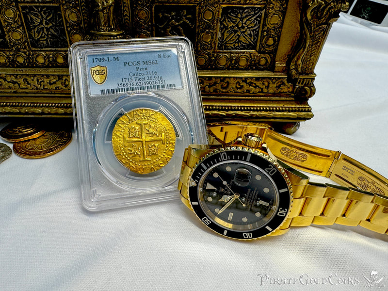 Peru 8 Escudos 1709 "2nd Finest- 1715 Fleet Shipwreck" PCGS 62 46