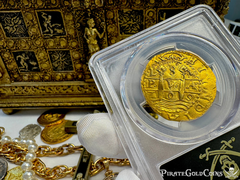 Peru 8 Escudos 1709 "2nd Finest- 1715 Fleet Shipwreck" PCGS 62 10