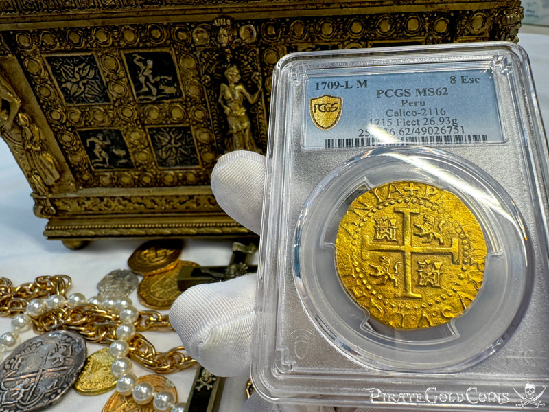 Peru 8 Escudos 1709 "2nd Finest- 1715 Fleet Shipwreck" PCGS 62 23