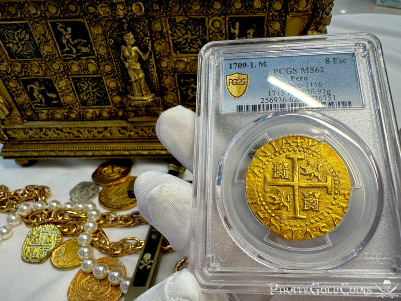 Peru 8 Escudos 1709 "2nd Finest- 1715 Fleet Shipwreck" PCGS 62 17