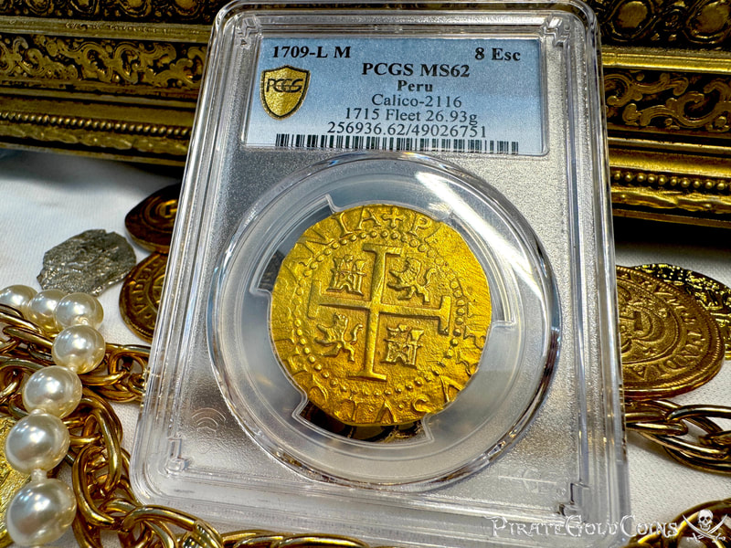 Peru 8 Escudos 1709 "2nd Finest- 1715 Fleet Shipwreck" PCGS 62 3