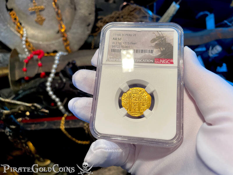 Peru 2 Escudos 1710 "Double Dated! From 1715 Fleet Shipwreck" NGC 58 3