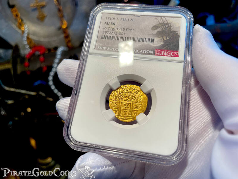 Peru 2 Escudos 1710 "Double Dated! From 1715 Fleet Shipwreck" NGC 58 7