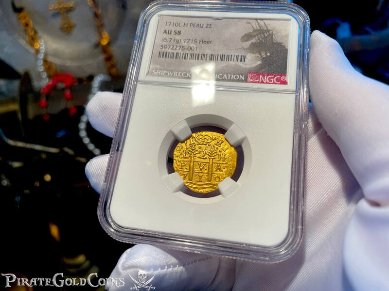 Peru 2 Escudos 1710 "Double Dated! From 1715 Fleet Shipwreck" NGC 58 8