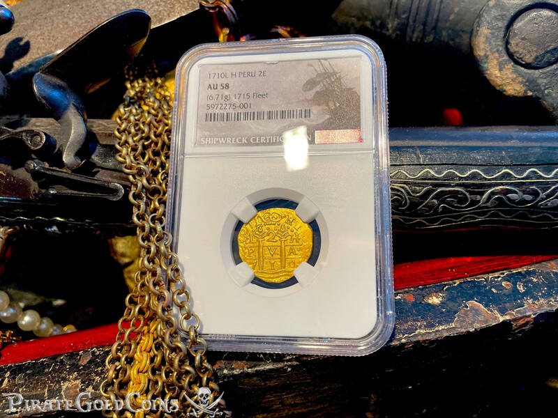 Peru 2 Escudos 1710 "Double Dated! From 1715 Fleet Shipwreck" NGC 58 17