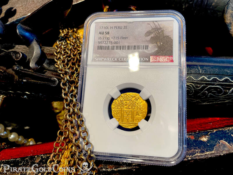 Peru 2 Escudos 1710 "Double Dated! From 1715 Fleet Shipwreck" NGC 58 19